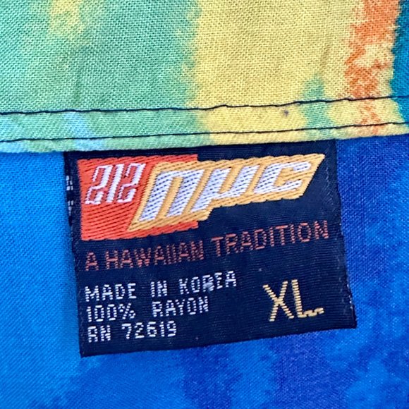 212NYC Aloha Hawaiian Shirt Sunset Palm Tree Pattern Size Mens XL Pocket Buttons - Picture 2 of 6